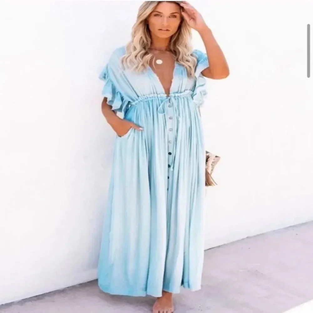 Vintage Bohemian Long Beach Dress - Picture 4 of 12